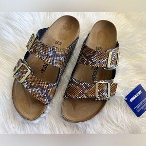 New Birkenstock Arizona Snake Print python sandals shoes 41 10 10.5
